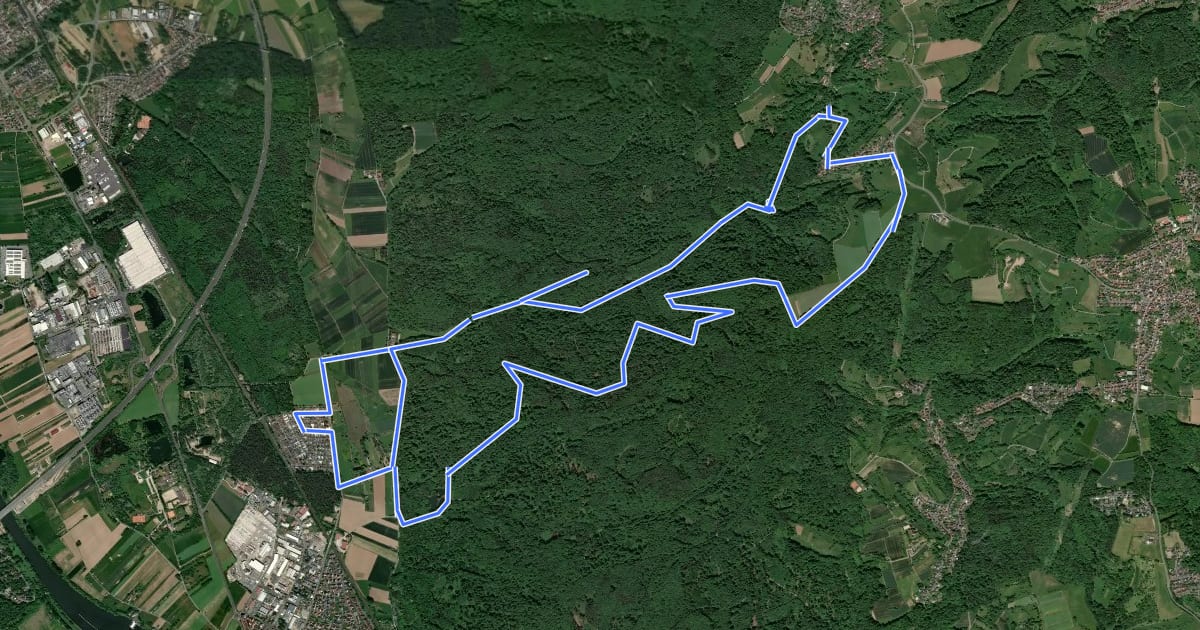 Маршрут Kulturweg Kleinostheim - Wanderung на спутниковом снимке