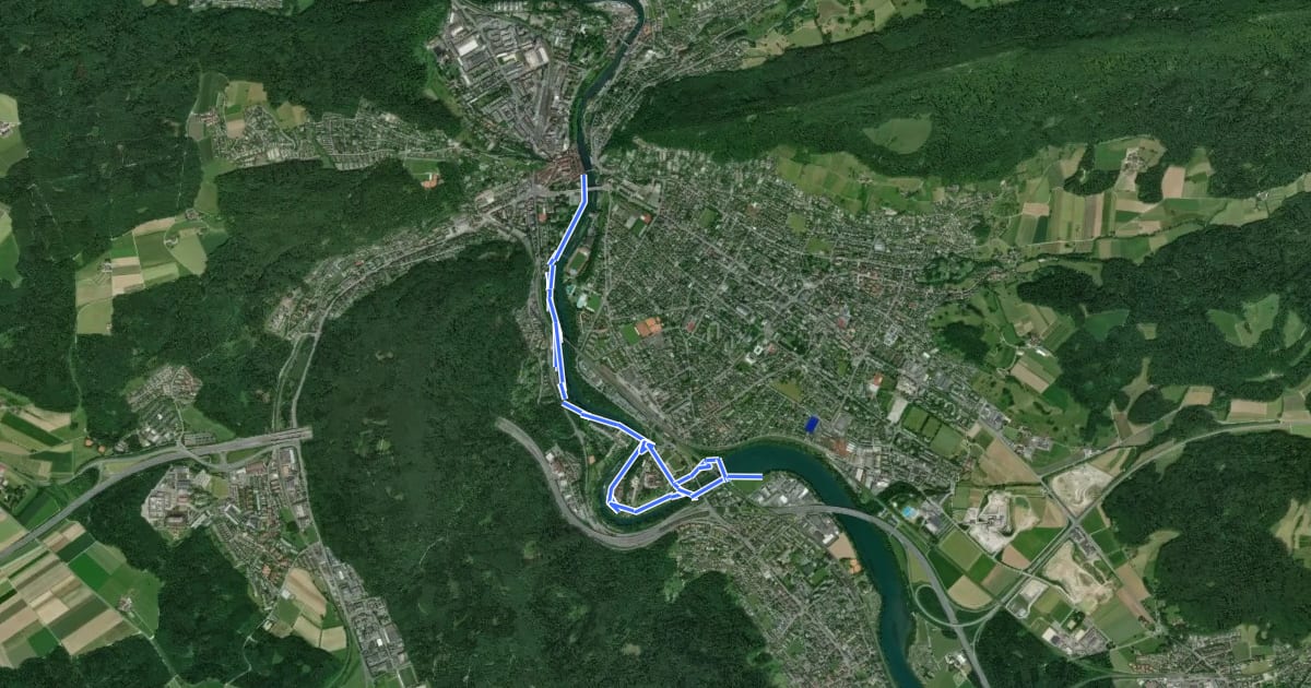 Маршрут Kulturweg Limmat на спутниковом снимке
