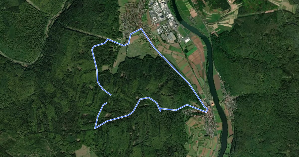 Маршрут Kulturweg Lohr 1 на спутниковом снимке