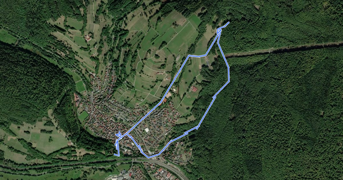 Маршрут Kulturweg Partenstein на спутниковом снимке
