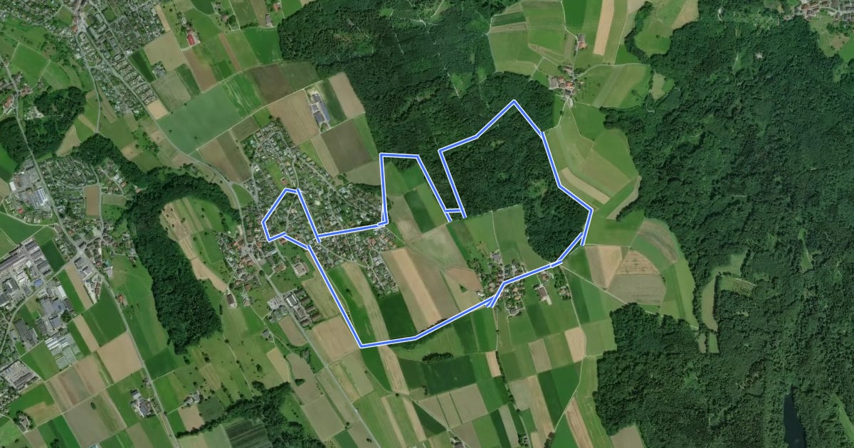 Маршрут Kulturweg Remetschwil Route 1 на спутниковом снимке