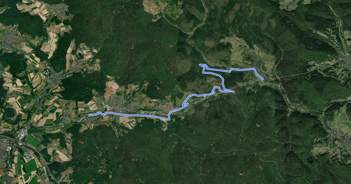 Маршрут Kulturweg Spessartrampe на спутниковом снимке