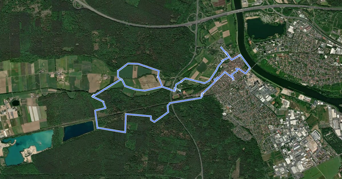 Маршрут Kulturweg Stockstadt на спутниковом снимке