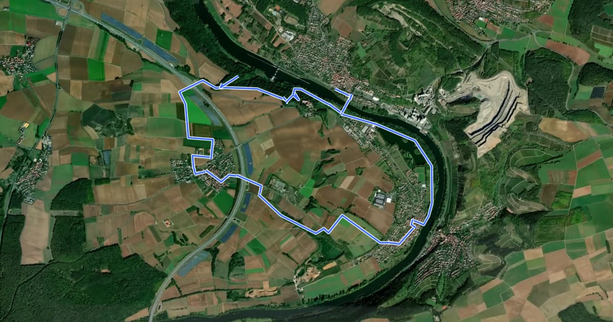 Маршрут Kulturweg Triefenstein 1 на спутниковом снимке