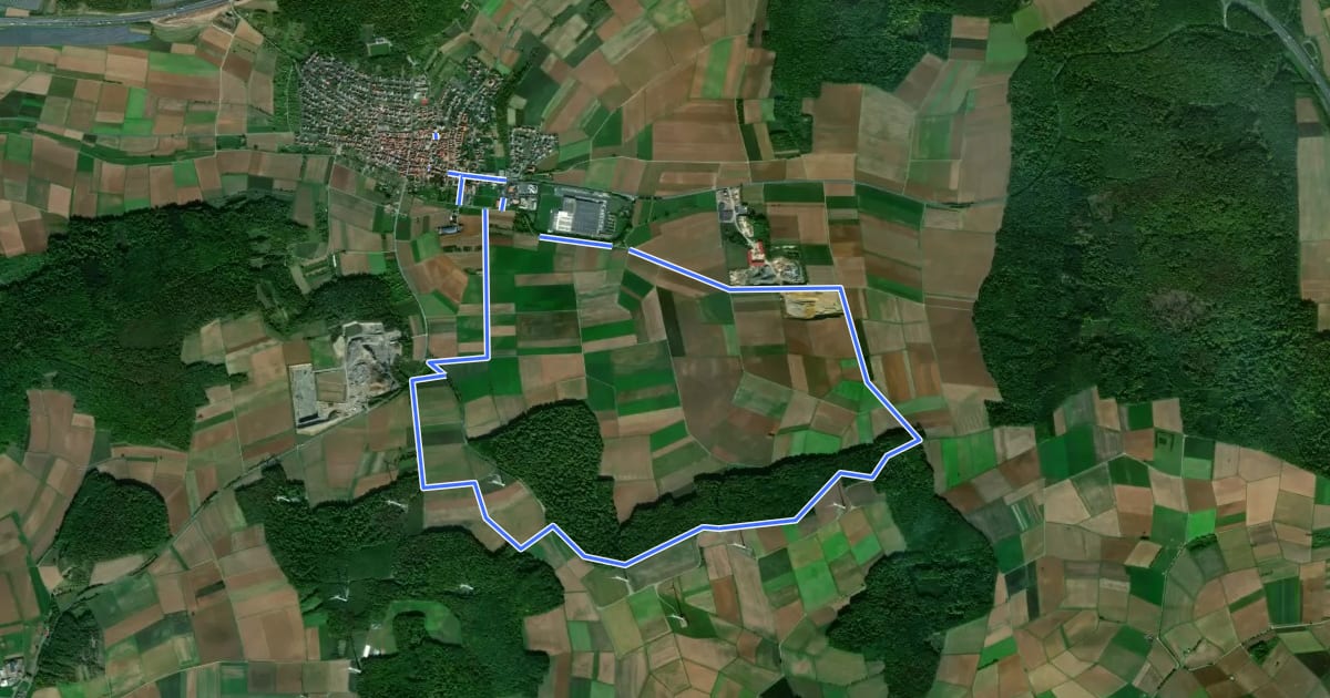 Маршрут Kulturweg Waldsassengau 1 на спутниковом снимке