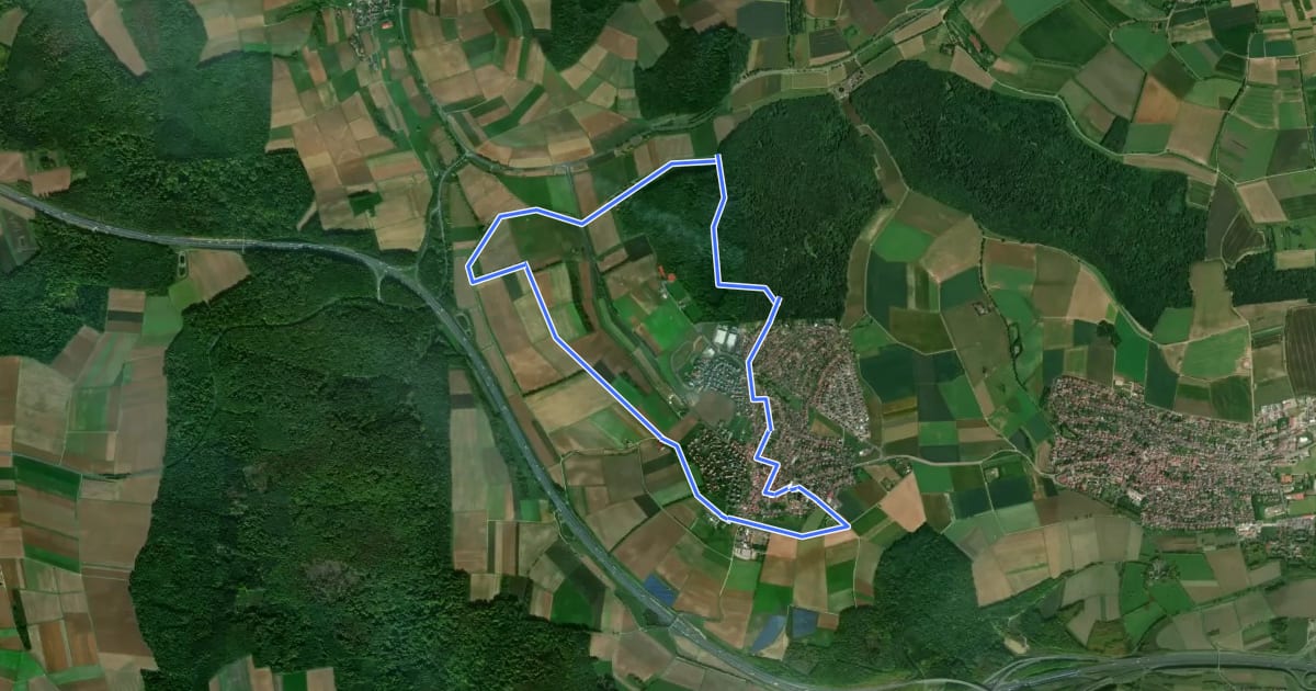 Маршрут Kulturweg Waldsassengau 7 на спутниковом снимке