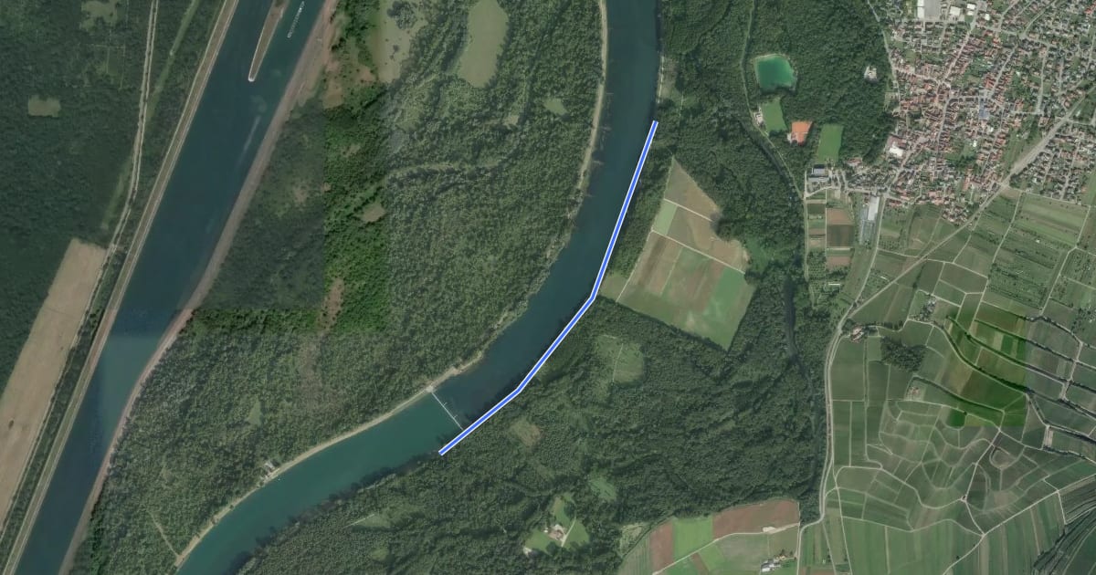 Маршрут Kulturwehr Rheinkilometer 237.6 - Beim Segelclub Sasbach на спутниковом снимке