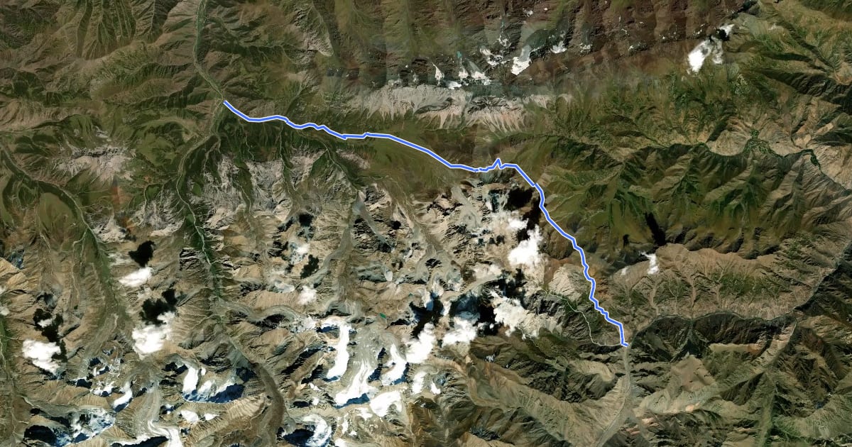 Маршрут Kum-Bel Pass на спутниковом снимке