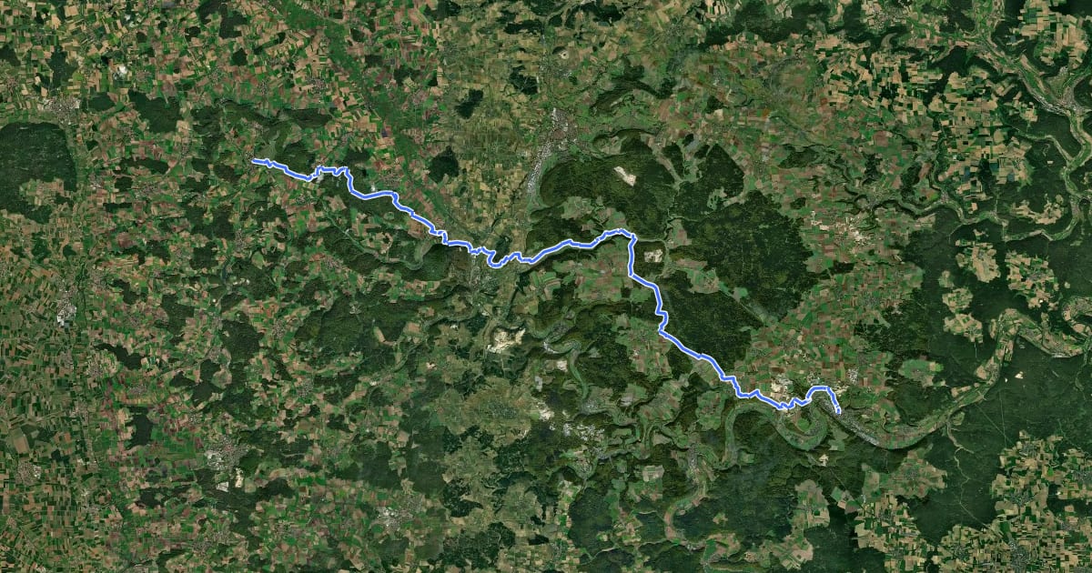 Маршрут Ökumenischer Pilgerwanderweg Eichstätt - Heidenheim на спутниковом снимке