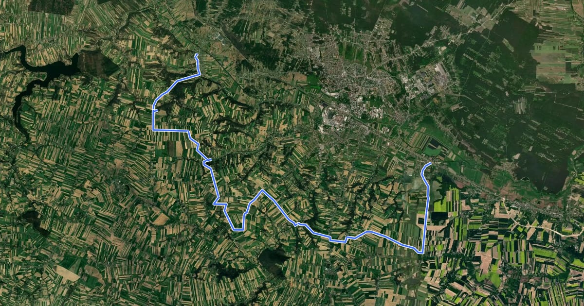 Маршрут Kunów - Bodzechów на спутниковом снимке
