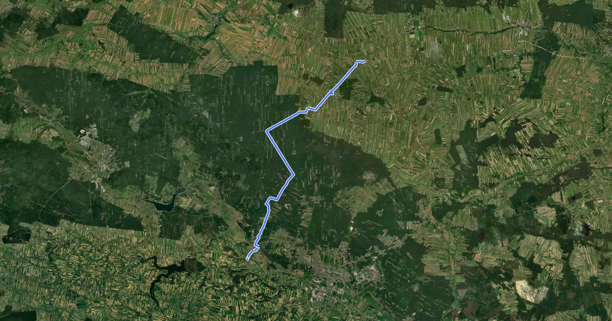 Маршрут Kunów - Rzeczniów на спутниковом снимке