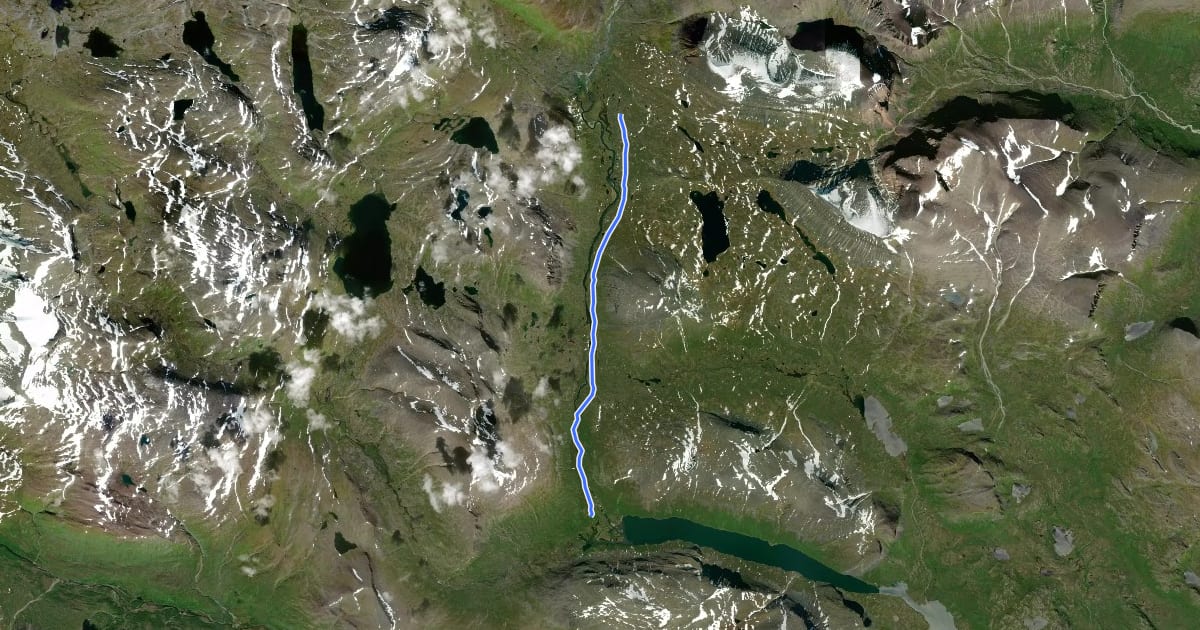 Маршрут Kungsleden Etapp 10: Singi - Kaitumjaure на спутниковом снимке