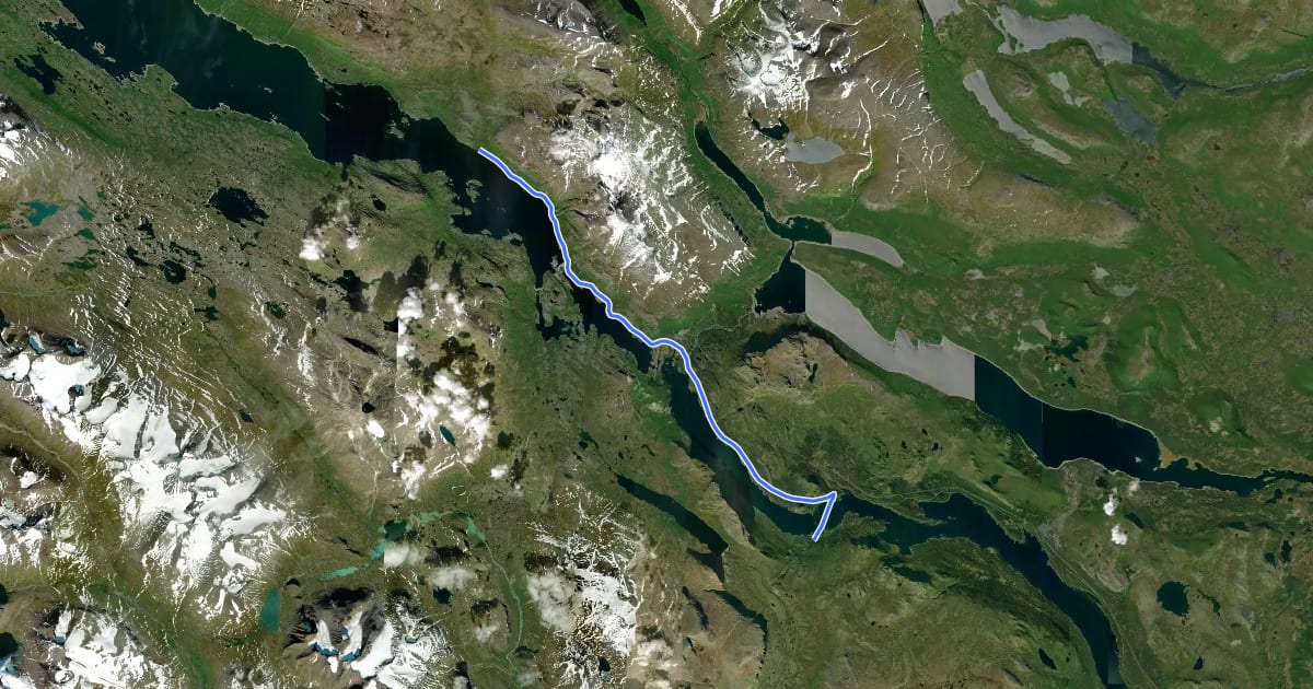 Маршрут Kungsleden Etapp 13: Vakkotavare - Saltoluokta на спутниковом снимке