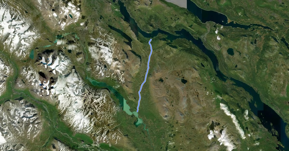 Маршрут Kungsleden Etapp 14: Saltoluokta - Sitojaure на спутниковом снимке