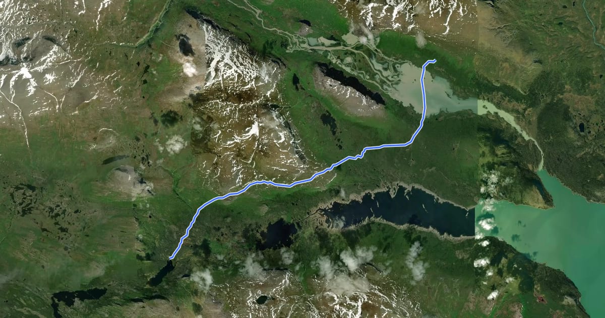 Маршрут Kungsleden Etapp 16: Aktse - Pårte на спутниковом снимке