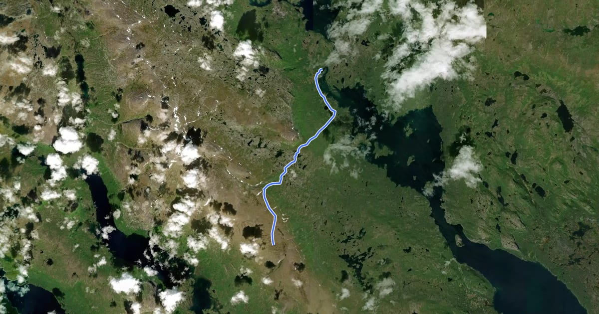 Маршрут Kungsleden Etapp 20: Piteälven - Gásakláhko на спутниковом снимке