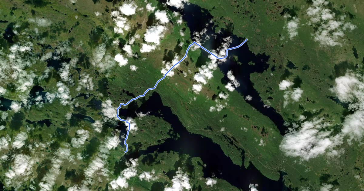 Маршрут Kungsleden Etapp 22: Vuonatjviken - Jäkkvik на спутниковом снимке