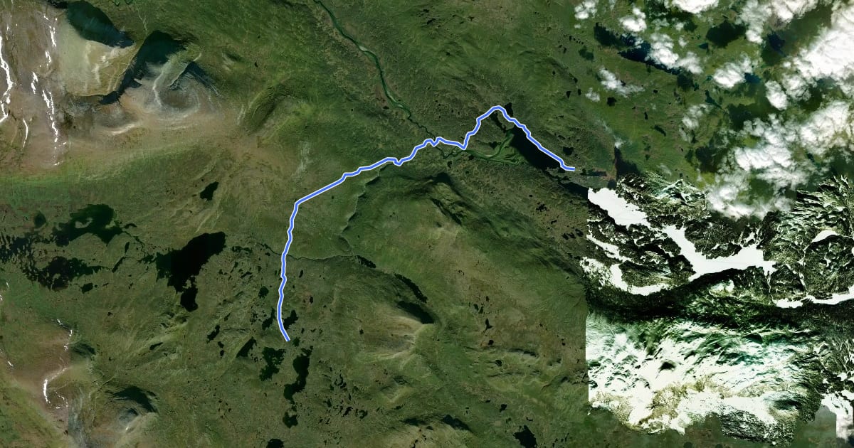Маршрут Kungsleden Etapp 24: Adolfström - Sjnultje на спутниковом снимке
