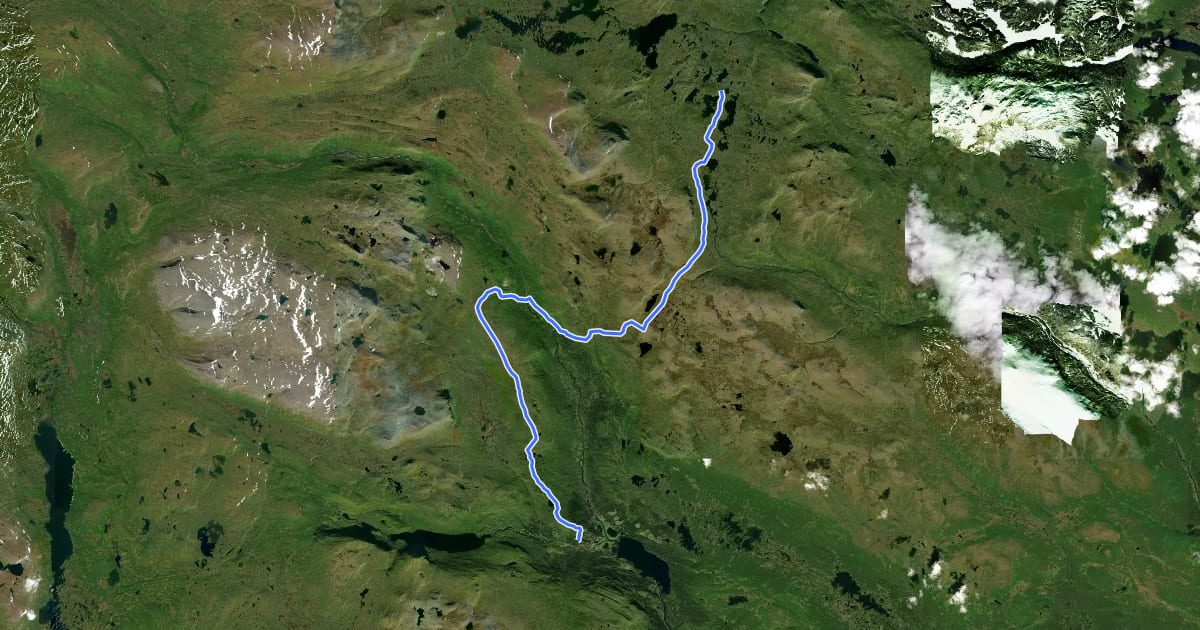 Маршрут Kungsleden Etapp 25: Sjnultje - Ammarnäs на спутниковом снимке