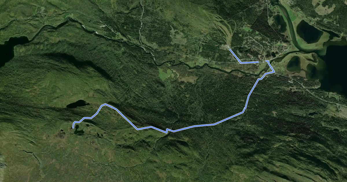 Маршрут Kungsleden Etapp 26: Ammarnäs - Aigert на спутниковом снимке