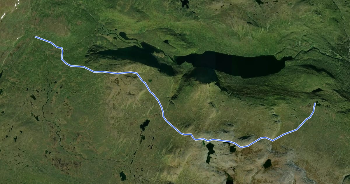 Маршрут Kungsleden Etapp 27: Aigert - Serve на спутниковом снимке