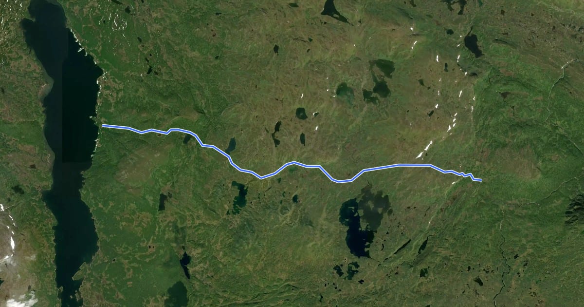 Маршрут Kungsleden Etapp 28: Serve - Tärnasjö на спутниковом снимке