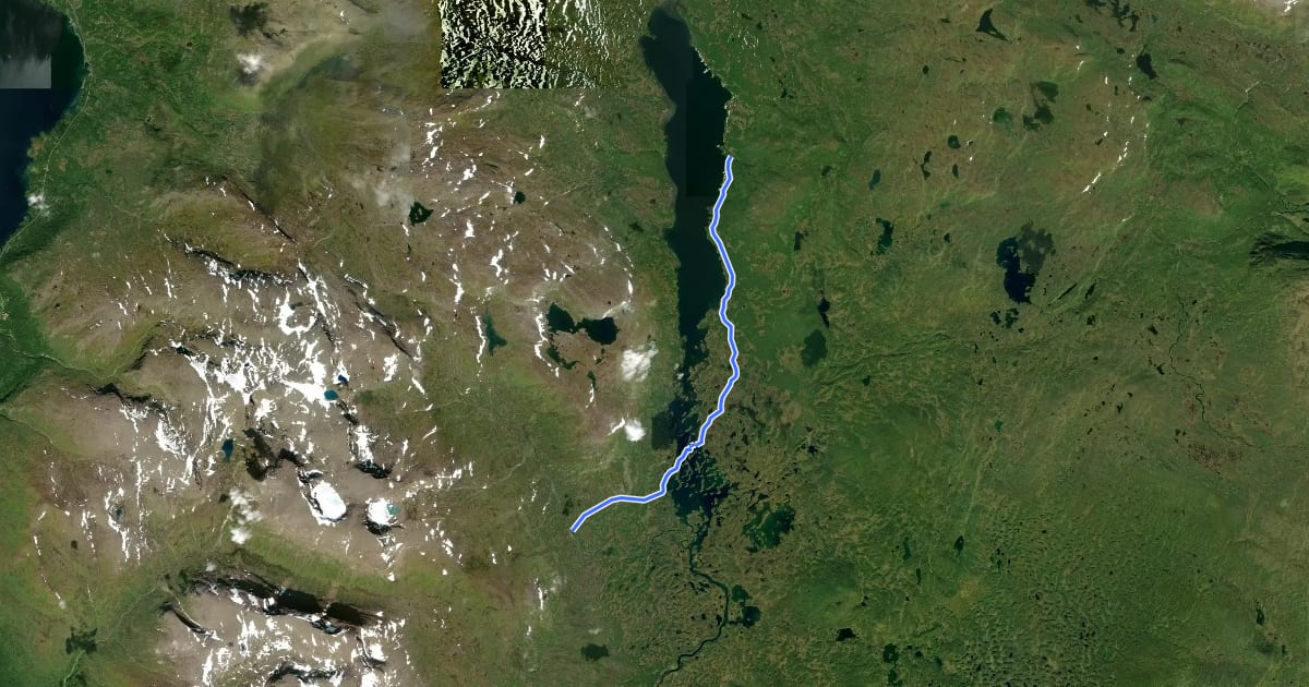 Маршрут Kungsleden Etapp 29: Tärnasjö - Syter на спутниковом снимке