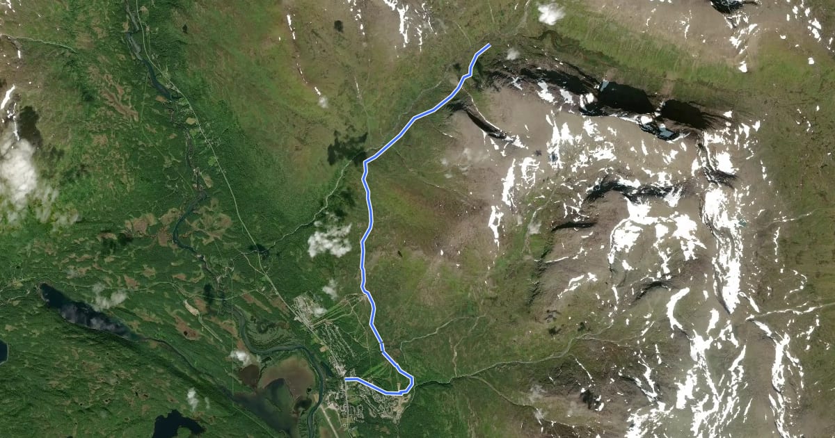 Маршрут Kungsleden Etapp 31: Viterskalet - Hemavan на спутниковом снимке