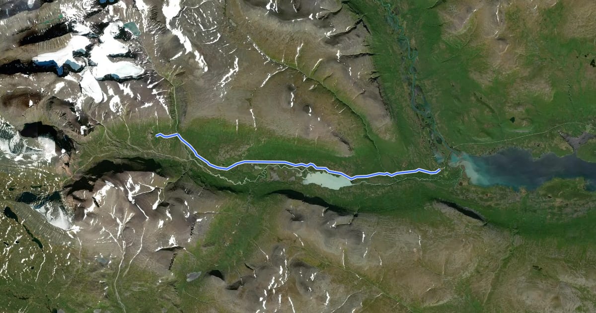 Маршрут Kungsleden Etapp 7: Kebnekaise - Nikkaluokta на спутниковом снимке
