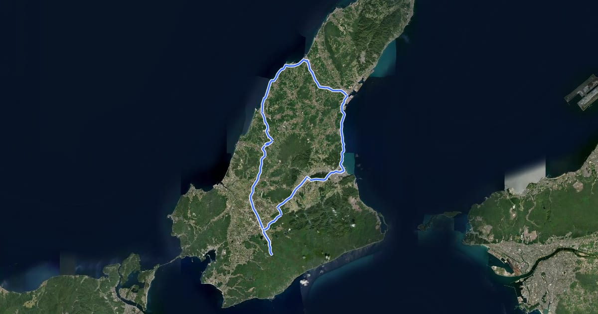 Маршрут Kuniumi Course на спутниковом снимке