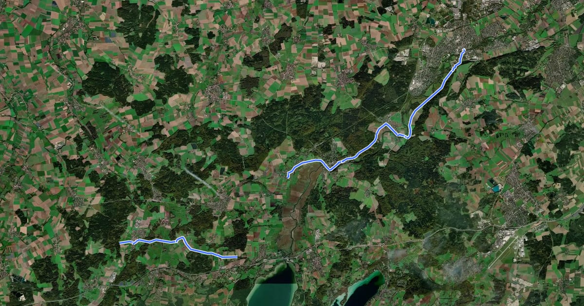 Маршрут Kunstschleife - Wasser-Radlwege Oberbayern - Abschnitt 9 на спутниковом снимке