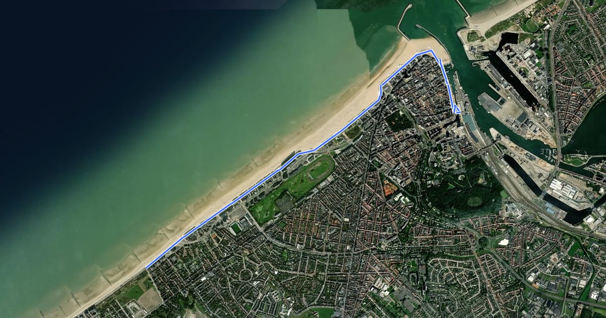 Маршрут Kunststedenroute - 01 - Oostende - Oostende на спутниковом снимке