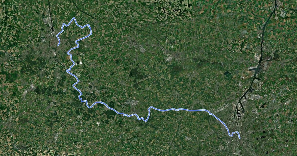 Маршрут Kunststedenroute - 03 - Brugge - Gent на спутниковом снимке