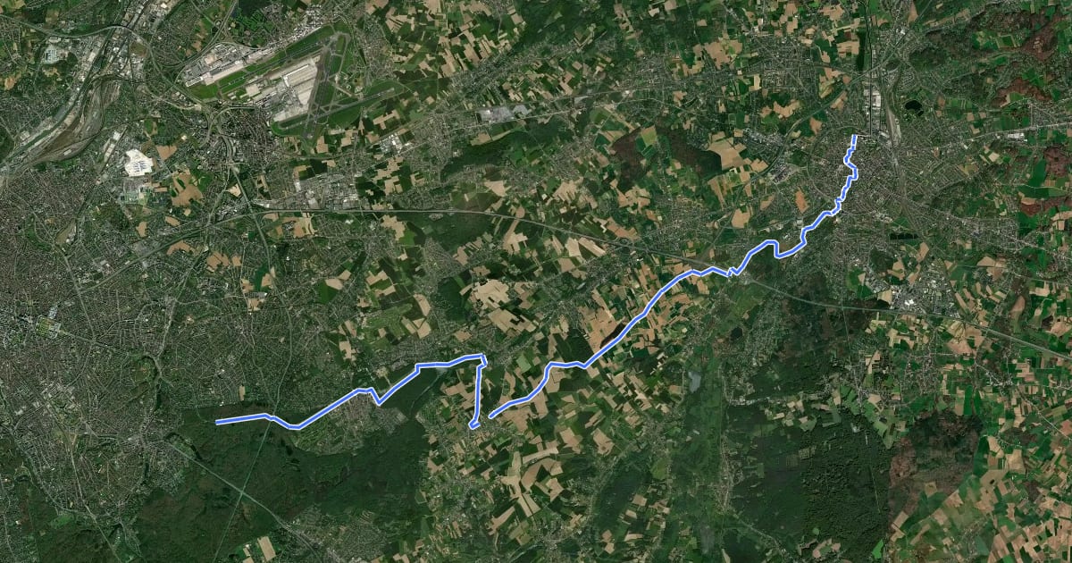 Маршрут Kunststedenroute - 10 - Leuven - Brussel на спутниковом снимке