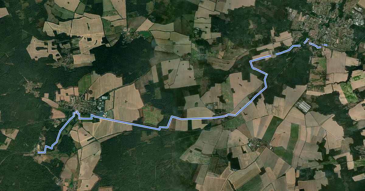 Маршрут Kunstwanderweg Südroute на спутниковом снимке