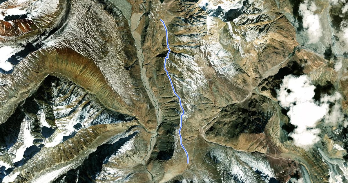 Маршрут Kunzum La на спутниковом снимке
