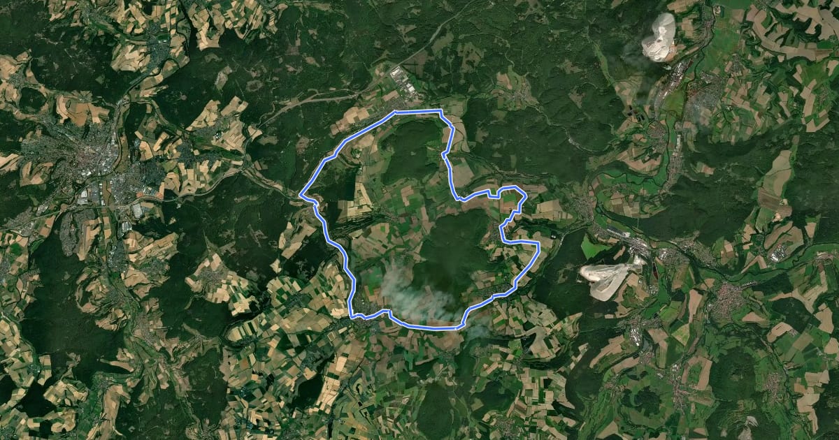 Маршрут Kuppenrhön-Tour на спутниковом снимке