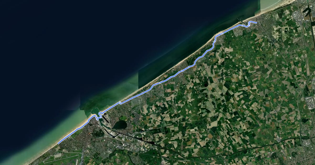 Маршрут Kustroute - 3 - Oostende - Blankenberge на спутниковом снимке