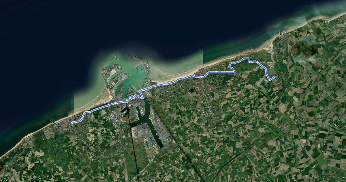 Маршрут Kustroute - 4 - Blankenberge - Knokke-Heist на спутниковом снимке