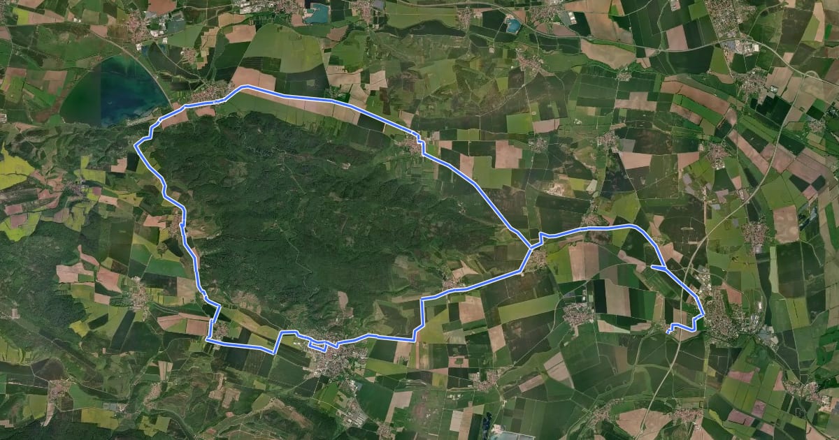Маршрут Kyffhäuser-Radweg на спутниковом снимке