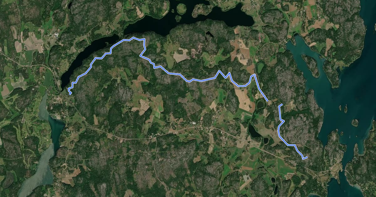 Маршрут Kyrkleden hiking trail на спутниковом снимке