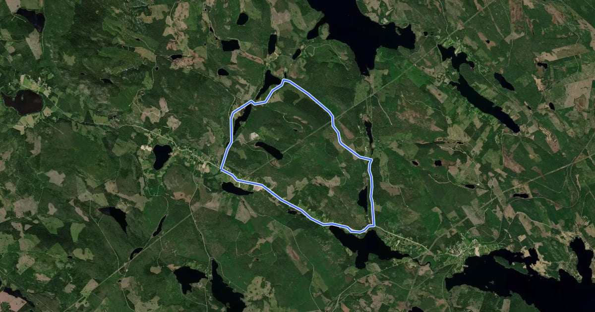 Маршрут Kyrkstigen från Åliden mot Önskanäset förbi Herrbergslidens Naturreservat на спутниковом снимке