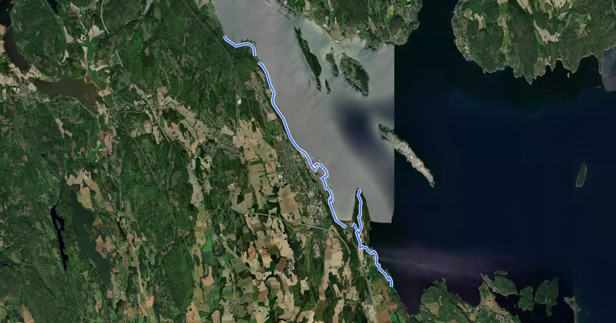 Маршрут Kyststien Holmestrand на спутниковом снимке