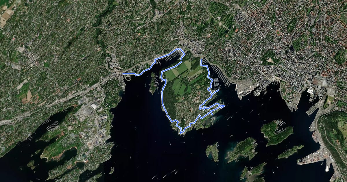 Маршрут Kyststien i Oslo на спутниковом снимке