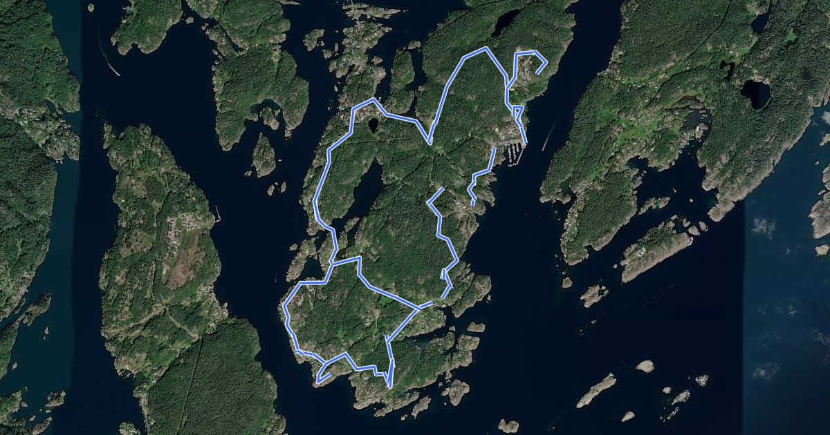 Маршрут Kyststien i Tvedestrand (Borøya) на спутниковом снимке