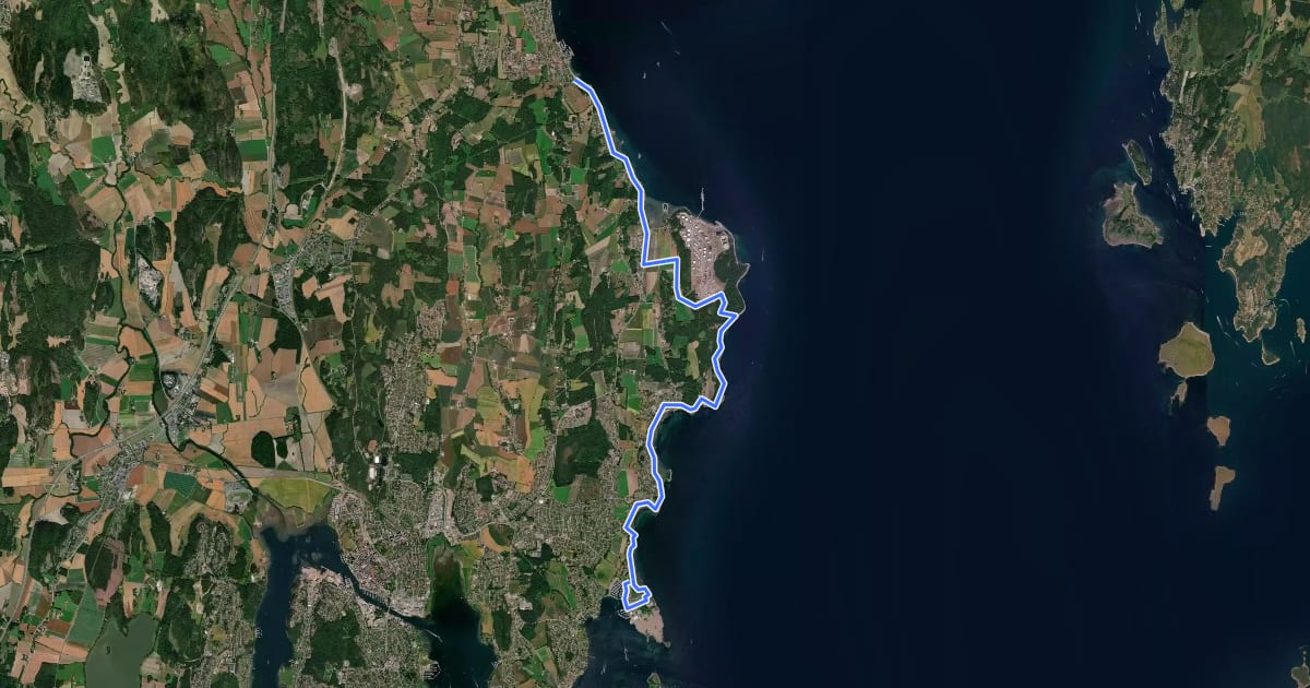 Маршрут Kyststien Tønsberg на спутниковом снимке