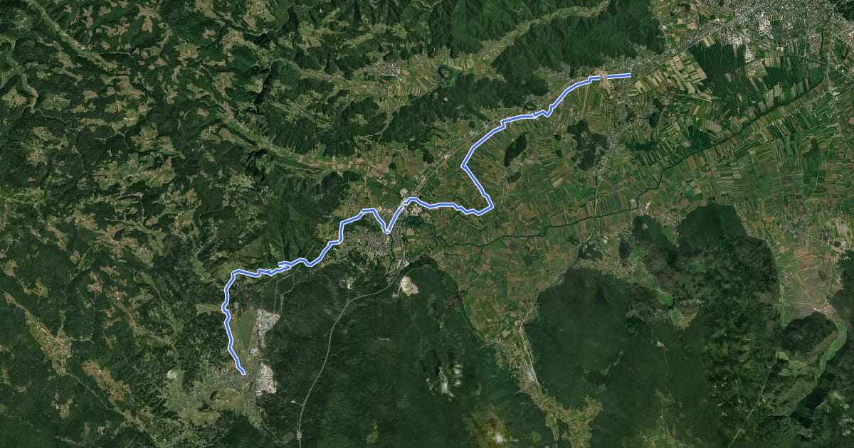 Маршрут L-034 Lj.Vič-Brezovica-Vrhnika-Logatec-Planina на спутниковом снимке