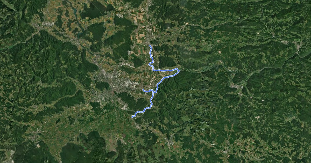 Маршрут L-043 Domžale-Pšata-Beričevo-Laze pri Dolskem-Babna Gorica на спутниковом снимке