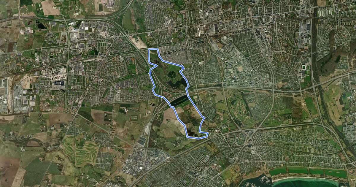 Маршрут Løberuter i Albertslund - Grøn rute i Kongsholmparken 10 km на спутниковом снимке