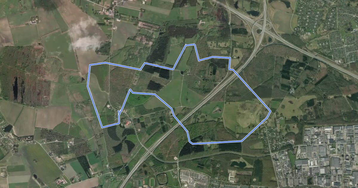Маршрут Løberuter i Albertslund - Grøn rute i Vestskoven на спутниковом снимке